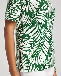 Palm-Frond-Motif Classic-Fit Pima Tee