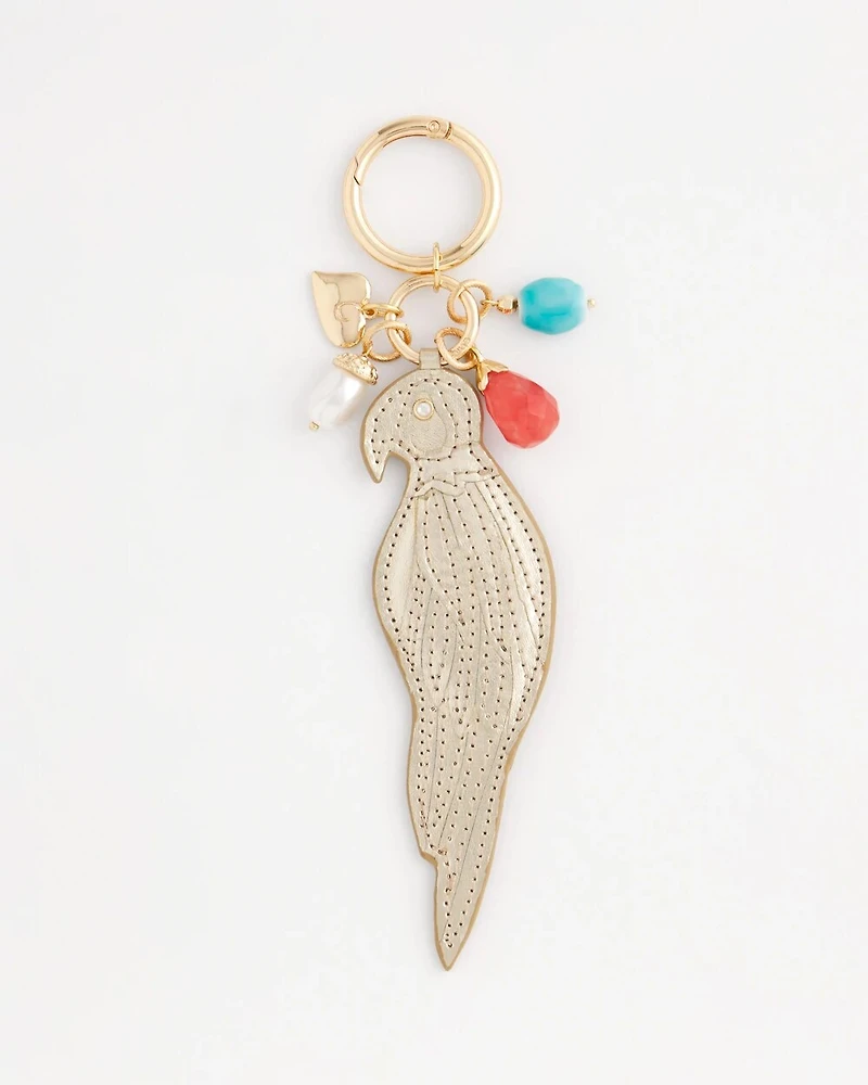 Red White & Blue Goldtone Parrot Bag Charm