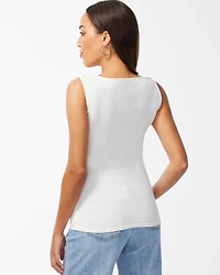 Contour Cotton White Square Neck Tank