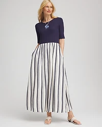 Mixed Metallic Striped Maxi Dress