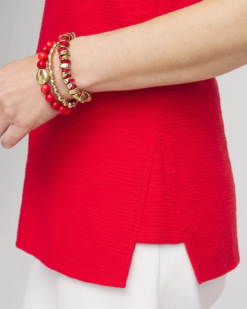 Textured Sleeveless V-Neck Tunic