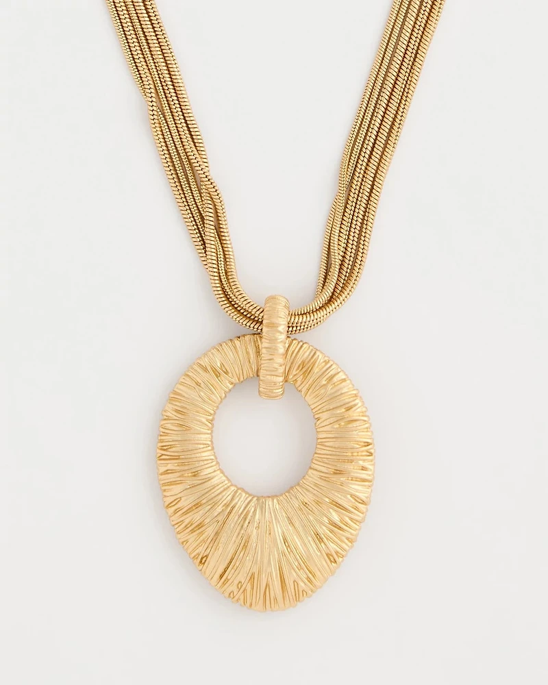 Crinkle Goldtone Pendant Necklace