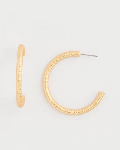 Goldtone Textured Hoop Earrings