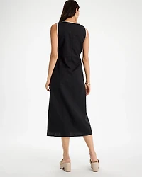 Petite Sleeveless Surplice Linen Dress