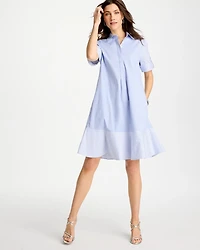 Popover Striped Tiered Poplin Dress