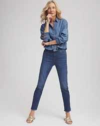 Girlfriend Slim Frayed Ankle Jeans