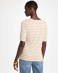 Striped Touch of Cool™ Elbow-sleeve Layering Tee