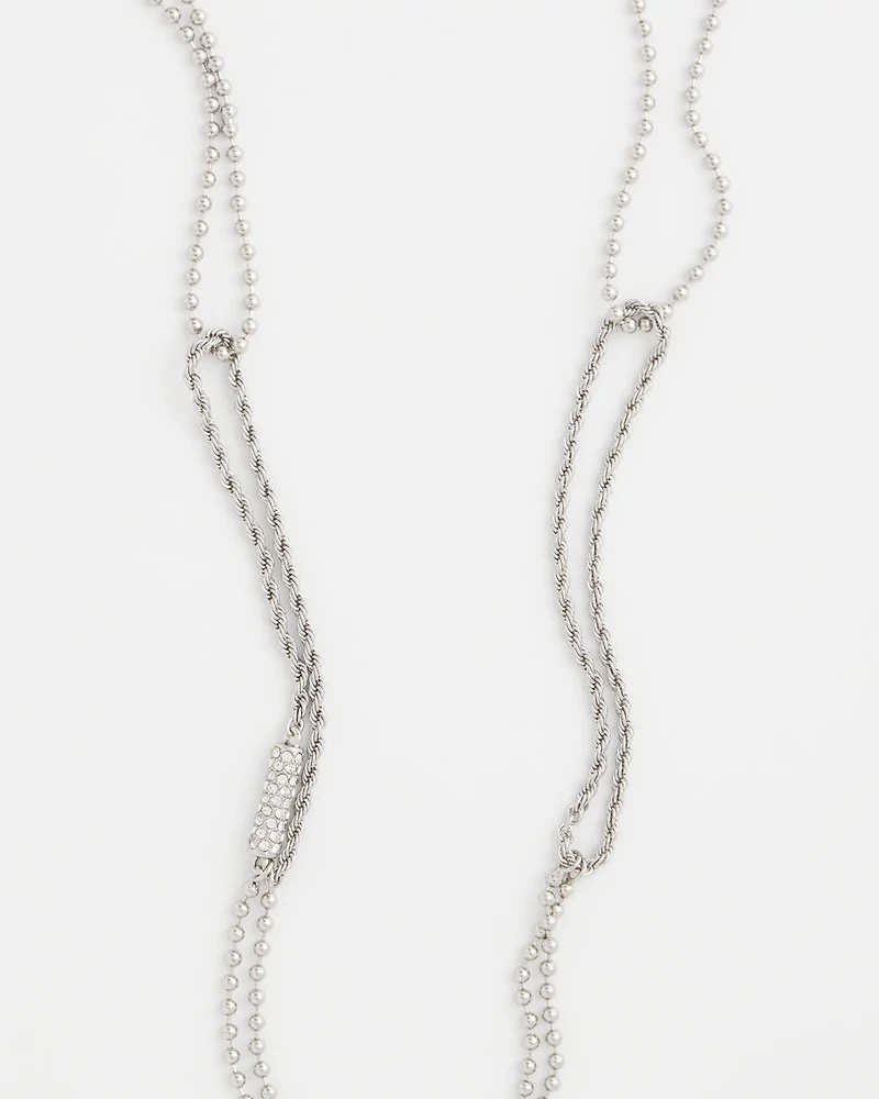 Long Silver Ball Chain Single Strand