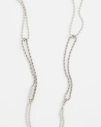 Long Silver Ball Chain Single Strand