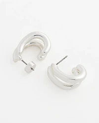 No Droop® Silvertone Double Hoop Earrings