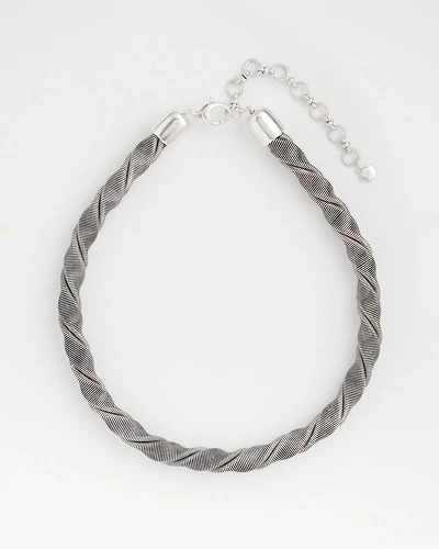 Silver Tone Twisted Coil Necklace
