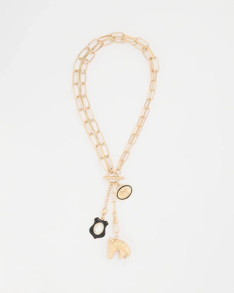 Adjustable Equestrian Charm Toggle Necklace