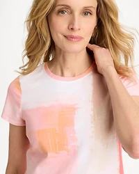 Cotton Stretch Watercolor Cap Sleeve Tee
