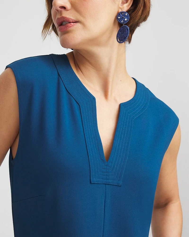 Trapunto Placket Midi Dress