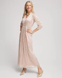 Metallic Pleated Maxi Dress
