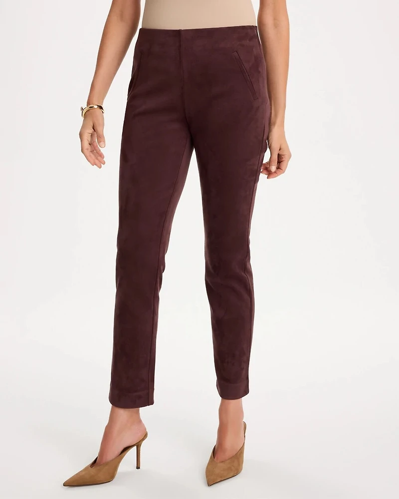 Faux Suede Juliet Slim Ankle Pants