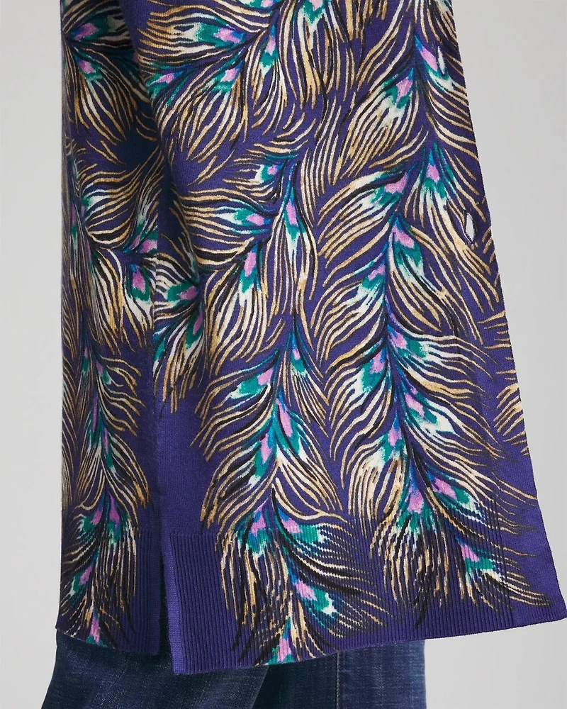 Ella Peacock-Print Cardigan Sweater