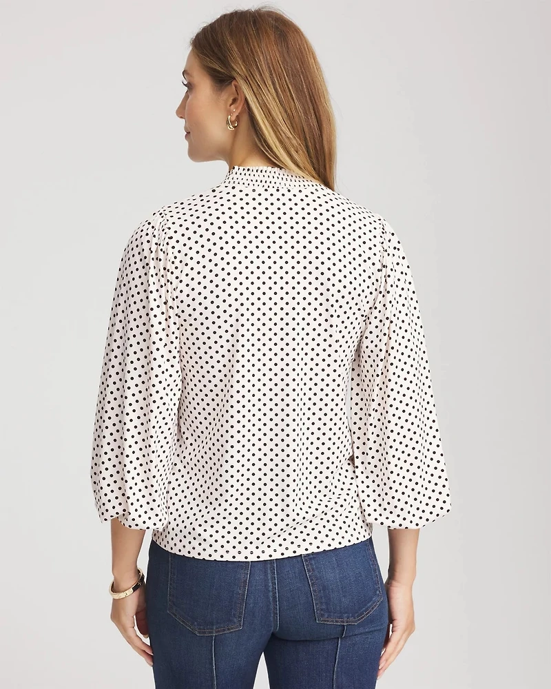 Bubble-Sleeve Smocked Top