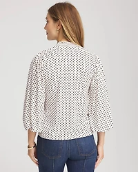 Bubble-Sleeve Smocked Top