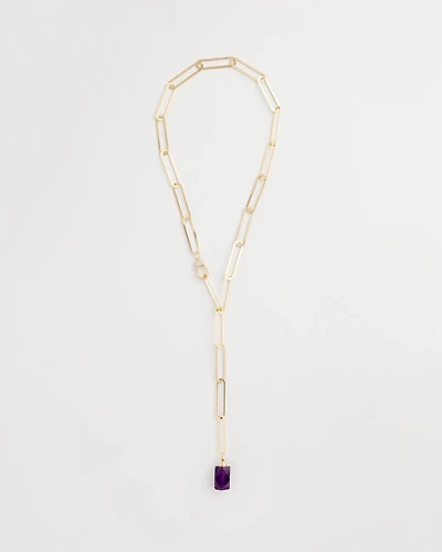 Amethyst Stone Link Chain Necklace