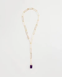 Amethyst Stone Link Chain Necklace