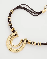 Equestrian Golden Horseshoe Pendant Necklace