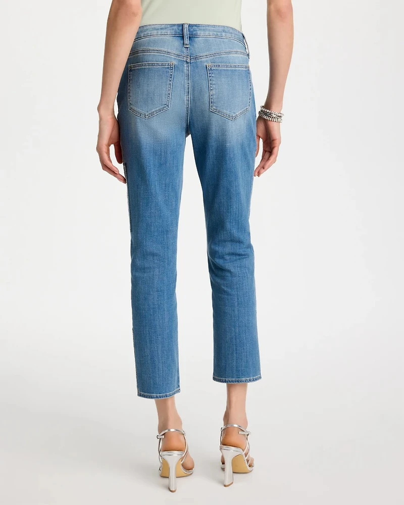 Floral Patchwork Girlfriend Crop Jeans