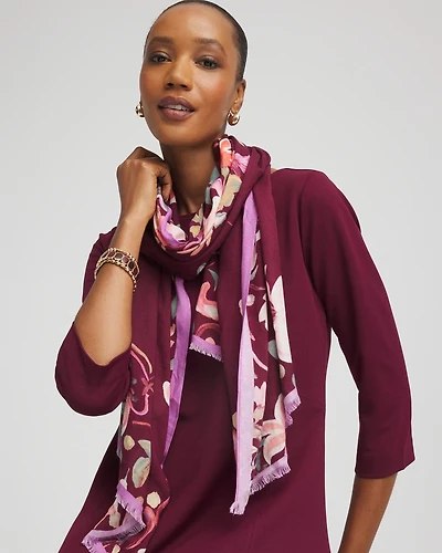 Chianti Colorblock Floral Oblong Scarf
