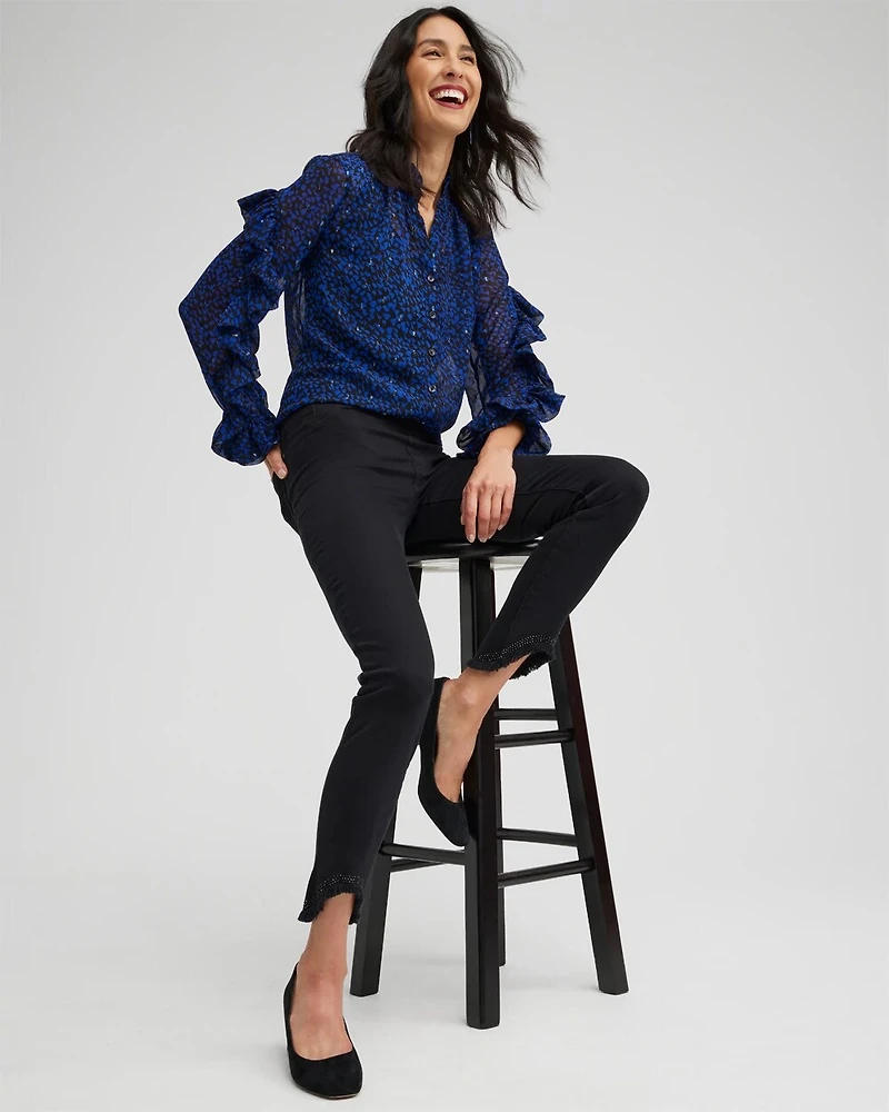 Embellished Tulip Hem Pull-on Jeggings