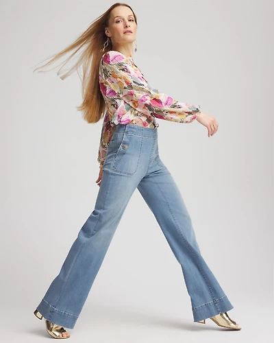 Pull-On Wide-Leg Jeans