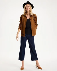 Embroidered Faux Suede Shirt
