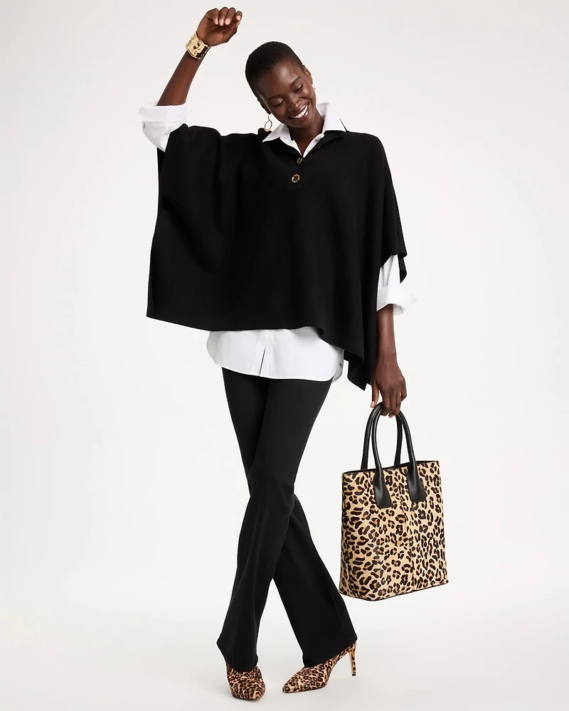 Button Mockneck Sweater Poncho