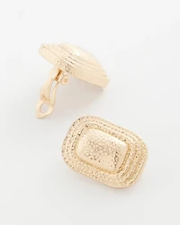 No Droop® Goldtone Square Clip-On Earrings