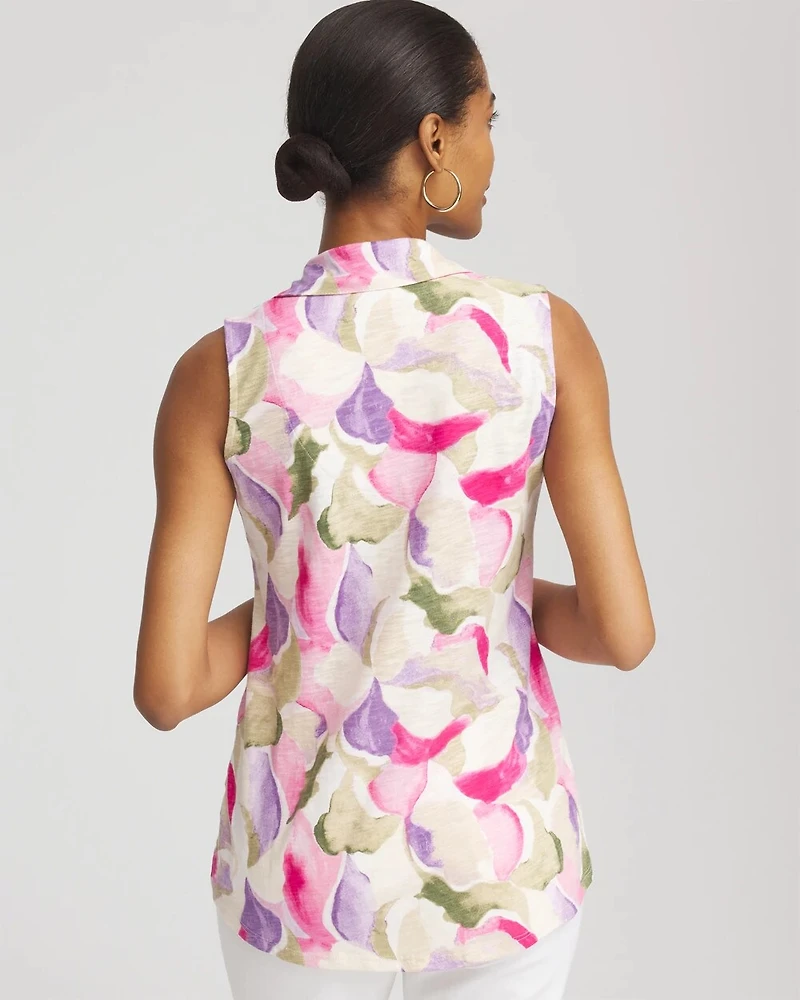 Watercolor Slub Sleeveless Collared Tunic