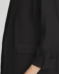 Linen Blend Stretch Roll Tab Blazer