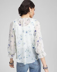 Georgette Sheer Ruffle Blouse