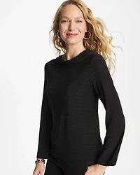 Textured Long Sleeve Cowlneck Tee