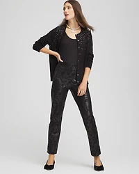 Juliet Black Foiled Slim Ankle Pants