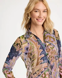 Paisley Semi-Sheer Crinkle Mesh Top