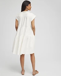 Linen Embellished Cap Sleeve Dress