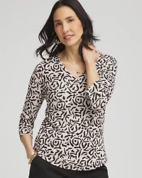 Animal Print Pima 3/4 Sleeve Tee