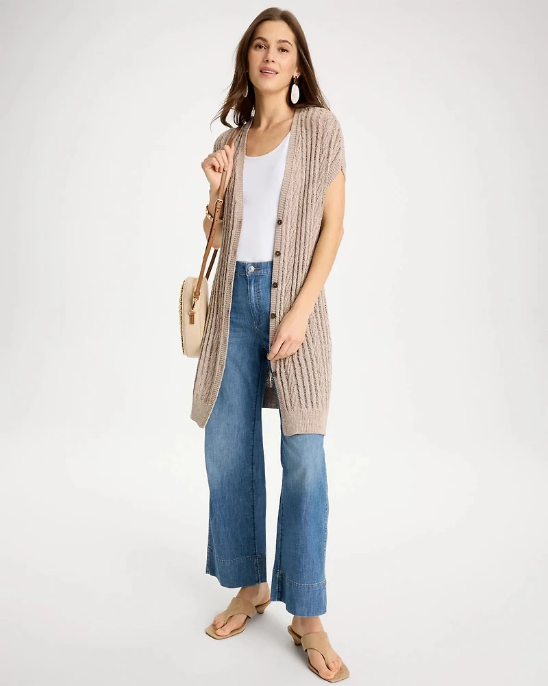 Faucet V-Neck Long Cardigan Vest