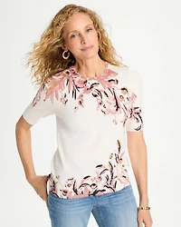 Ella Printed Short-Sleeve Sweater
