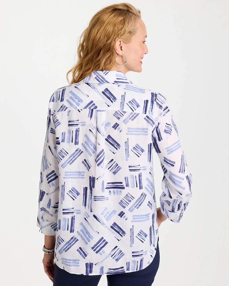 No Iron™ Printed Linen Shirt
