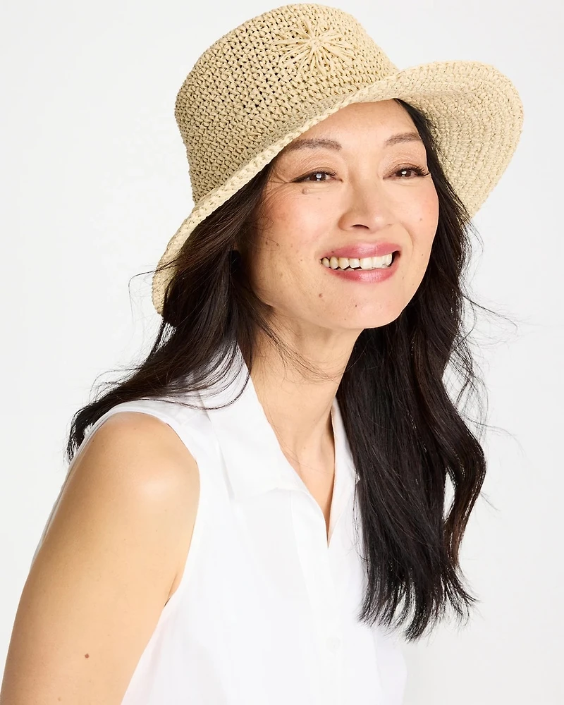 Straw Embroidered Beach Hat