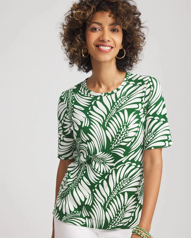Palm-Frond-Motif Classic-Fit Pima Tee