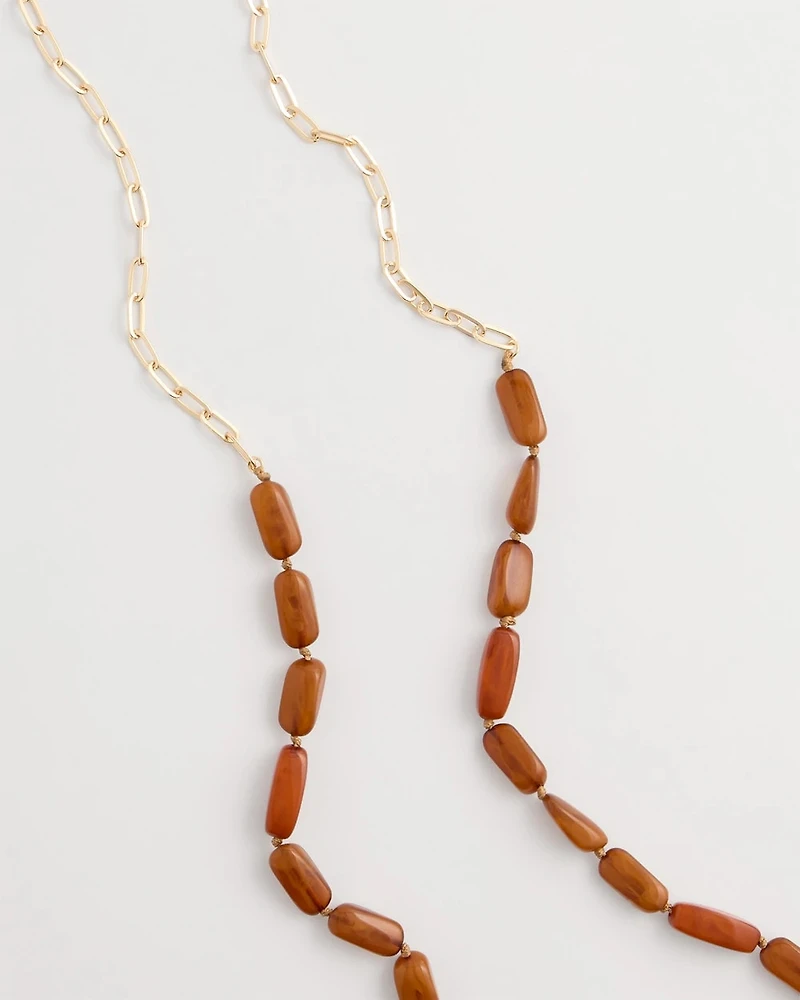 Long Neutral Orange Single-Strand Necklace