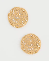 Sea Foam Medallion Stud Earrings