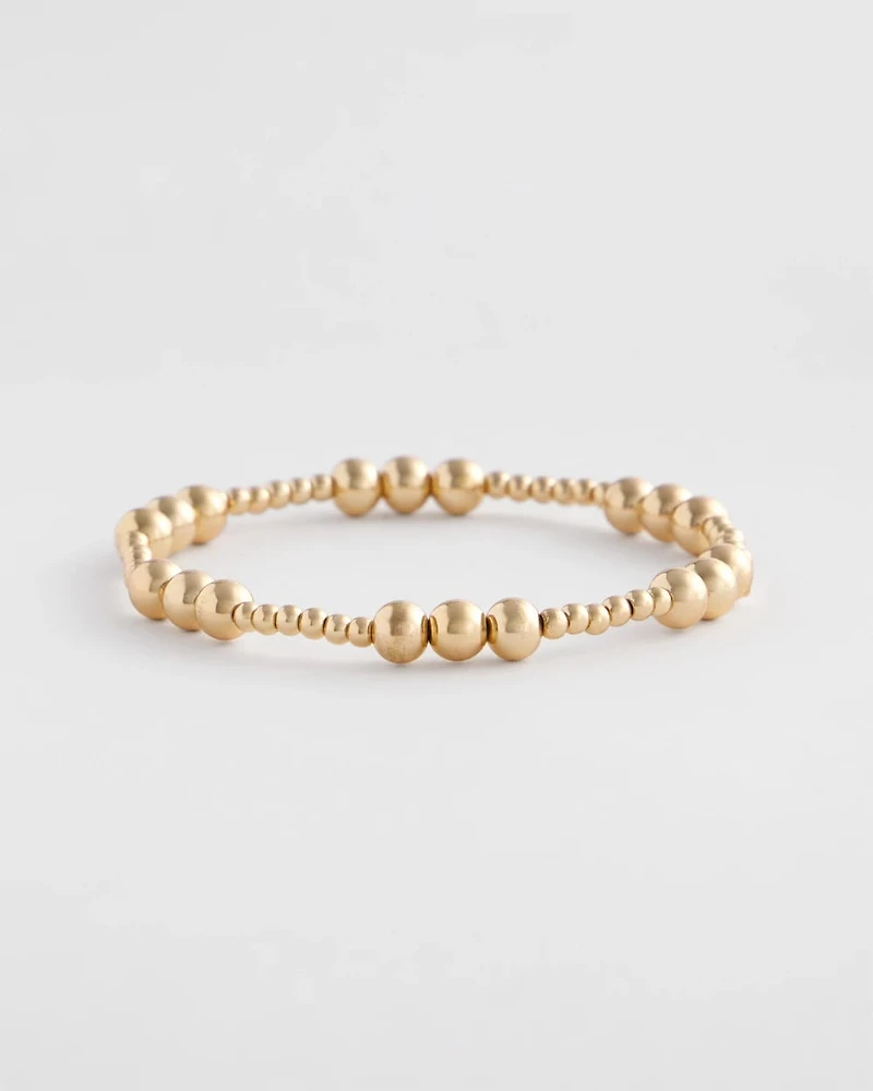 Gold-tone Small Bead Stretch Bracelet