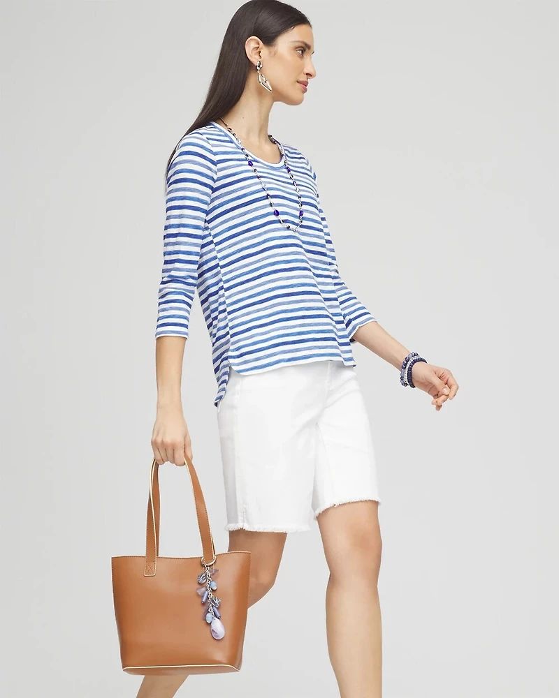 Striped Slub Scoop Neck Tee